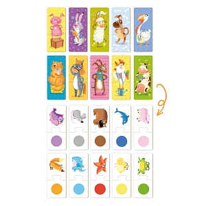 Игровой набор MON "Веселые зверята": пазлы и карточки с заданиями