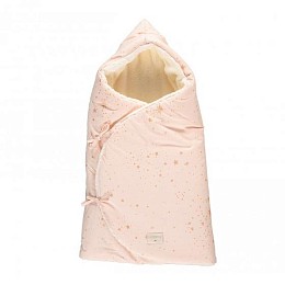 Конверт зимний для новорожденных Nobodinoz "Cozy Gold Stella/Pink", россыпь звезд с розовым, 0-3 мес