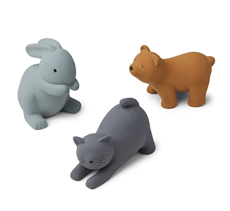 Набор игрушек для ванной Liewood "Кот, кролик и медведь", мульти микс с голубым