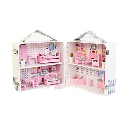 Дом-чемодан для куклы Carolon "Сказка", бело-розовый