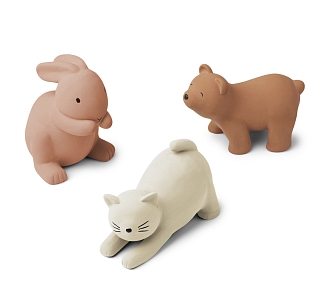 Набор игрушек для ванной Liewood "Кот, кролик и медведь", мульти микс с розовым