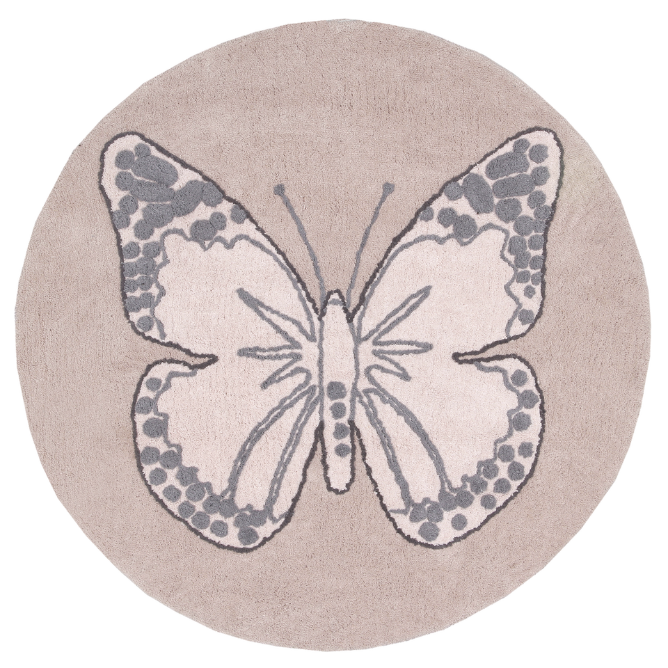 Круглый ковер с бабочкой Lorena Canals, розовый, 160 см