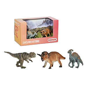Набор фигурок динозавров KONIK тираннозавр, трицератопс, паразауролоф
