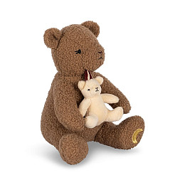 Плюшевая музыкальная игрушка Konges Slojd "Медвежонок с мамой", коричневый микс