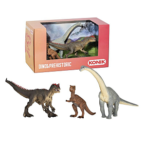 Набор фигурок динозавров KONIK брахиозавр, детеныш тираннозавра, аллозавр
