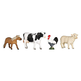 Набор фигурок животных фермы KONIK петух, овца, пони, корова