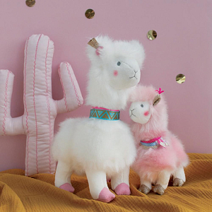 Мягкая игрушка Histoire d'Ours "Лама Glitter", розовая, 20 см