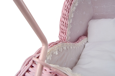 Плетеная коляска для кукол Magni, розовая, большая