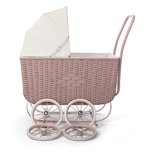 Плетеная ретро-коляска для кукол by Astrup, розовая